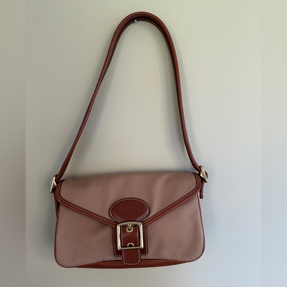 COACH VTG LEGACY DEMI BROWN CANVAS LEATHER FLAP SHOULDER BAG SMALL PURSE 9120